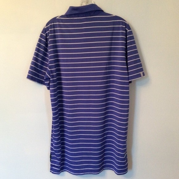 RALPH LAUREN RLX BLUE STRIPED STRETCH POLO GOLF SHIRT MEDIUM - Picture 3 of 7